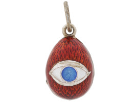 RUSSIAN 88 SILVER ENAMEL EYE EGG PENDANT