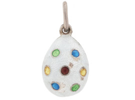 RUSSIAN 84 SILVER ENAMEL EASTER EGG PENDANT