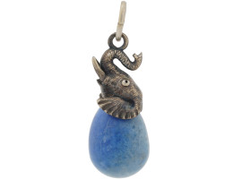 RUSSIAN SILVER LAPIS LAZULI EASTER EGG PENDANT