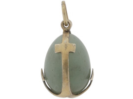 RUSSIAN GILT SILVER CARVED EASTER EGG PENDANT