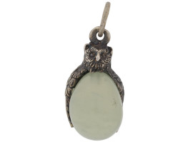 RUSSIAN SILVER STONE CARVED EASTER EGG PENDANT