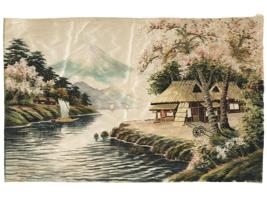 CHINESE EMBROIDERED WATERCOLOR PAINTING ON SILK