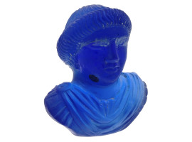 ANTIQUE ROMAN BLUE GLASS MALE BUST