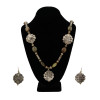 VINTAGE ASIAN SILVER AND AVENTURINE JEWELRY SET PIC-1