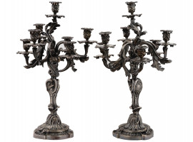 ANTIQUE EUROPEAN SILVERED BRONZE CANDELABRAS