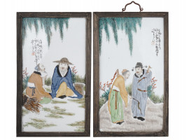 CHINESE PORCELAIN PAINTINGS OF OFFICIALS SIGNED