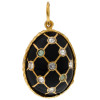 RUSSIAN GILT SILVER ENAMEL CRYSTALS EGG PENDANT PIC-0