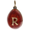 RUSSIAN GILT SILVER AND RED ENAMEL EGG PENDANT PIC-0