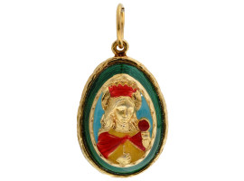 RUSSIAN IMPERIAL GILT SILVER ENAMEL EGG PENDANT