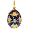 RUSSIAN GUILLOCHE ENAMEL GILT SILVER EGG PENDANT PIC-0