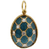 RUSSIAN GUILLOCHE ENAMEL GILT SILVER EGG PENDANT PIC-0