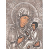 RUSSIAN MOTHER OF GOD TRAVEL ICON IN SILVER RIZA PIC-1