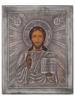 RUSSIAN JESUS CHRIST TRAVEL ICON IN SILVER RIZA PIC-0