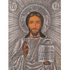 RUSSIAN JESUS CHRIST TRAVEL ICON IN SILVER RIZA PIC-1