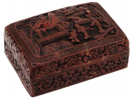 ANTIQUE CHINESE CINNABAR LACQUER LIDDED BOX