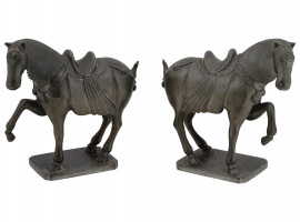 VINTAGE CHINESE TANG PEWTER HORSE FIGURES