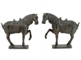 VINTAGE CHINESE TANG PEWTER HORSE FIGURES