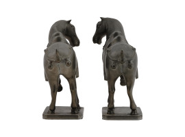VINTAGE CHINESE TANG PEWTER HORSE FIGURES