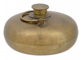 VINTAGE CHINESE BRASS HAND WARMER POT WITH HANDLE