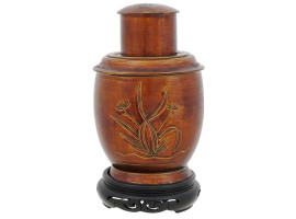 VINTAGE CHINESE ENAMEL COPPER TEA CADDY ON BASE