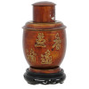 VINTAGE CHINESE ENAMEL COPPER TEA CADDY ON BASE PIC-1