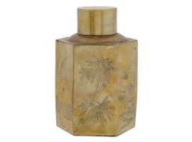 VINTAGE CHINESE HAND HAMMERED BRONZE TEA CADDY