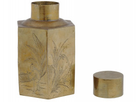 VINTAGE CHINESE HAND HAMMERED BRONZE TEA CADDY