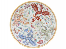 ANTIQUE CHINESE PORCELAIN PAINTED PHOENIX PLATE