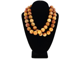 LARGE ORIENTAL HAND CARVED JADE BEAD NECKLACE