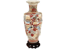 LARGE JAPANESE HAGOROMO SATSUMA PORCELAIN VASE