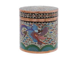 ANTIQUE CHINESE MEIJI CLOISONNE ENAMEL TEA CADDY