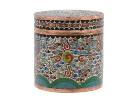 ANTIQUE CHINESE MEIJI CLOISONNE ENAMEL TEA CADDY