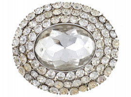 LARGE YVES SAINT LAURENT CLEAR RHINESTONE BROOCH