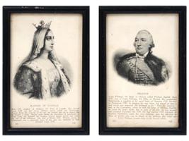 ANTIQUE FRENCH ROYAL LITHO PRINT PORTRAITS FRAMED