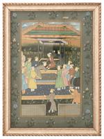 ANTIQUE INDIAN MUGHAL MINIATURE PAINTING ON SILK