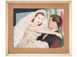 AMERICAN PUNUP MANNER WEDDING COUPLE OIL PAINTING