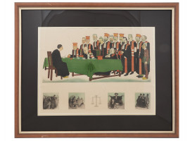 ADRIEN BARRERE FRENCH LITHOGRAPH PASSING THE BAR