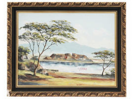 LANDSCAPE OIL PAINTING BY MUKURA OF KIKUYU TRIBE