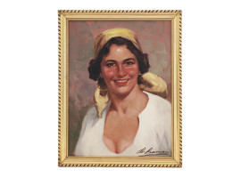 WOMAN PORTRAIT OIL PAINTING AFTER ANTONIO VALLONE