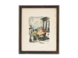 MID CENT VIEW OF PARIS WATERCOLOR PAINTING SIGNED