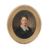 19TH CENTURY OVAL PORTRAIT OF WOMAN OIL PAINTING PIC-0