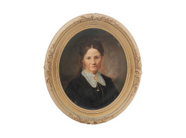 19TH CENTURY OVAL PORTRAIT OF WOMAN OIL PAINTING
