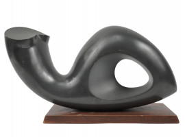 MICHAEL BARKIN ABSTRACT BLACK ONYX SCULPTURE