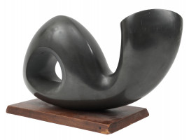 MICHAEL BARKIN ABSTRACT BLACK ONYX SCULPTURE