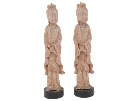 VINTAGE CHINESE CARVED WAX FIGURAL CANDLES