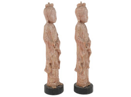 VINTAGE CHINESE CARVED WAX FIGURAL CANDLES