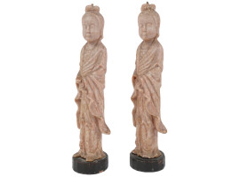 VINTAGE CHINESE CARVED WAX FIGURAL CANDLES