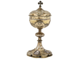 ANTIQUE GILT SILVER FOOTED EUCHARIST CIBORIUM CUP