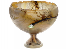 FRENCH 1900S GALLE GLASS COUPE WITH DRAGONFLIES