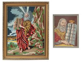 JUDAICA EMBROIDERY MOSES WITH TABLETS OF COVENANT